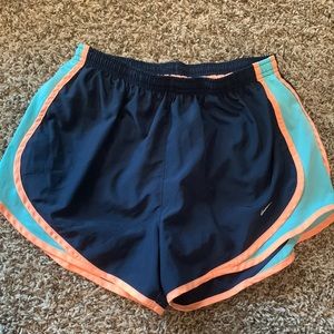 Athletic Nike shorts- blue/peach colors